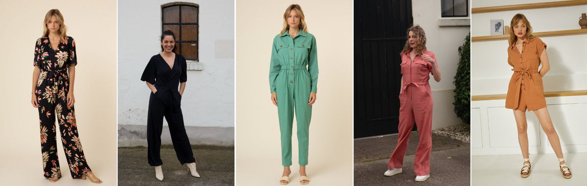 De jumpsuit is er in allerlei soorten: Jumpsuit met lange mouw, korte mouw of mouwloos. Jumpsuits met lange en korte pijpen effen, met print, strak, wijd uitlopend, casual, zakelijk, feestelijk, effen jumpsuit.