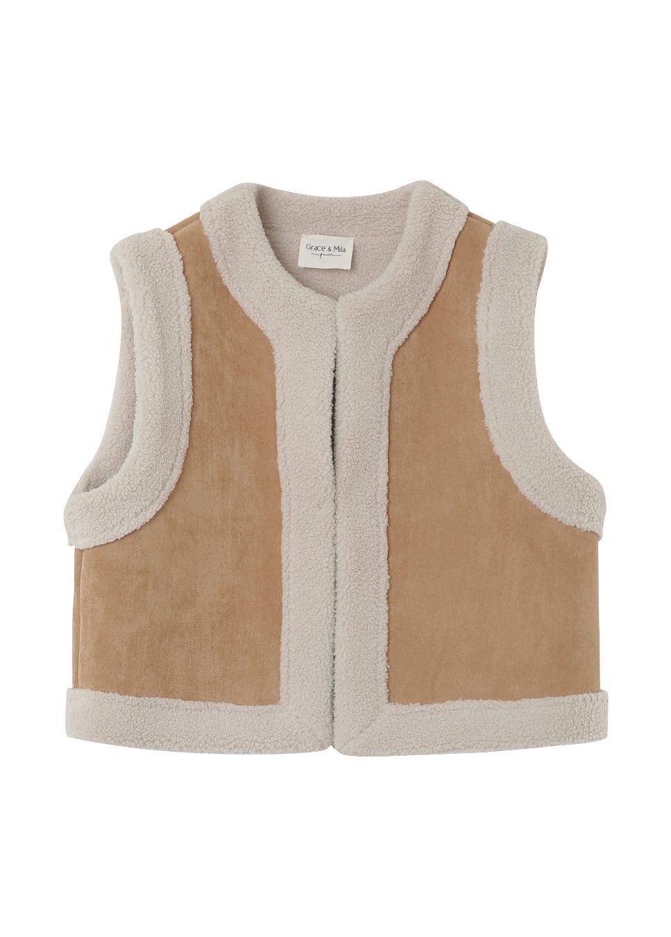 Productfoto beige Grace & Mila gilet Noe voorkant