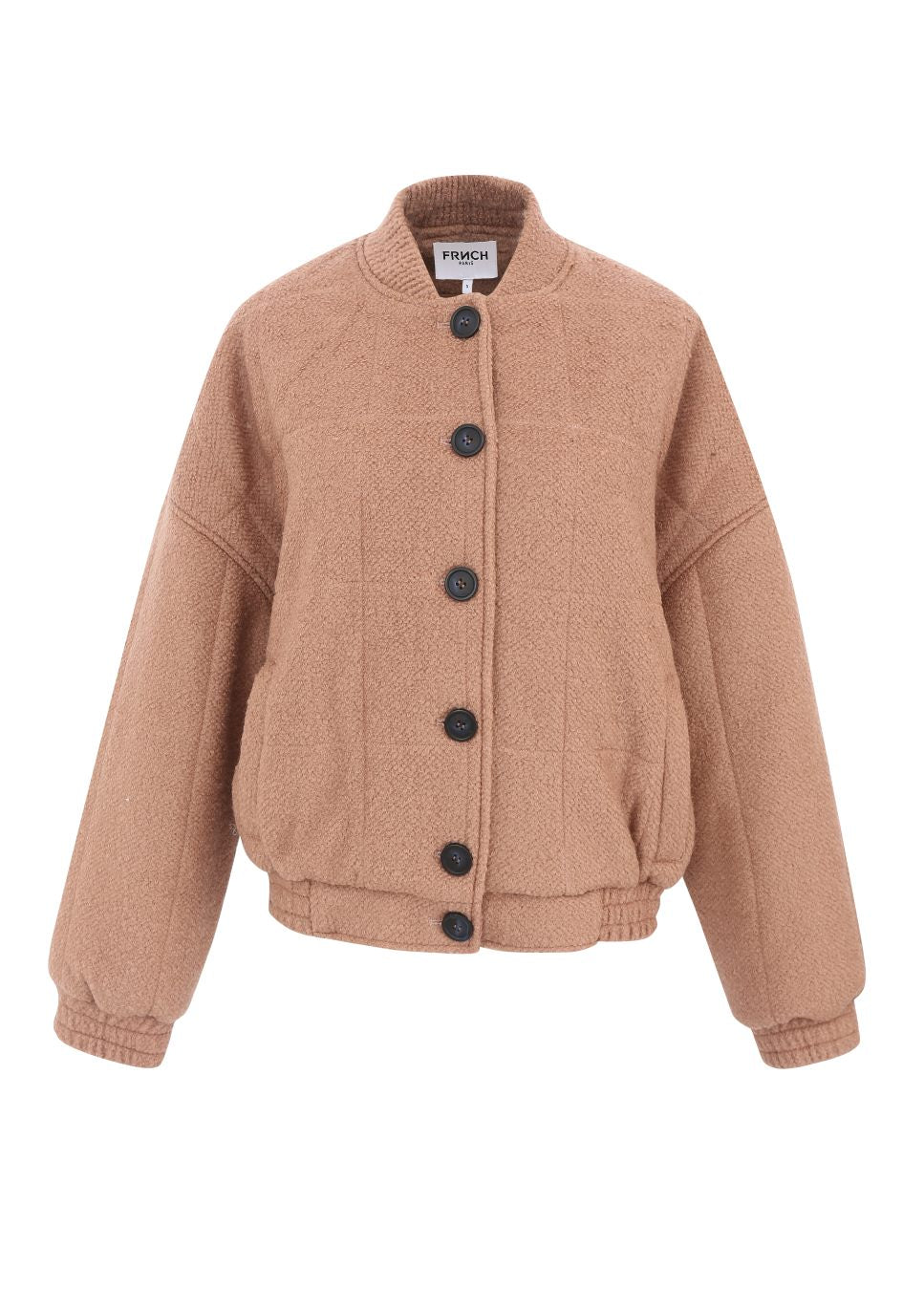 Beige wolmix bomberjasje Satia FRNCH voorkant product foto