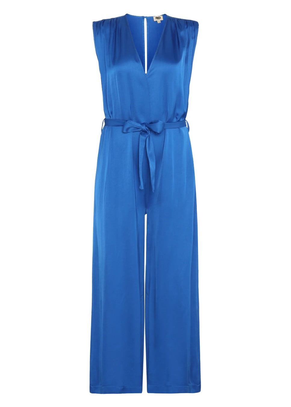 FRNCH Cadia jumpsuit satijn blauw product foto voorkant