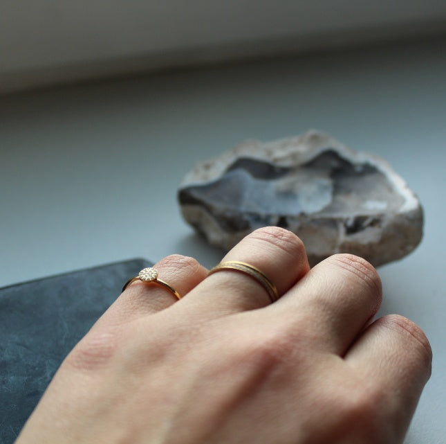 Gouden dunne ring met diamanten van het merk Rocky Rosa. De ring is gemaakt van chirurgisch staal, 18k verguld met speciale afdichting. Alle ringen van Rocky Rosa verkleuren niet, zijn waterdicht & hypoallergeen. Shop de nieuwe collectie gouden sieraden, gouden ring met diamanten, gouden verstelbare ringen, zegelring.