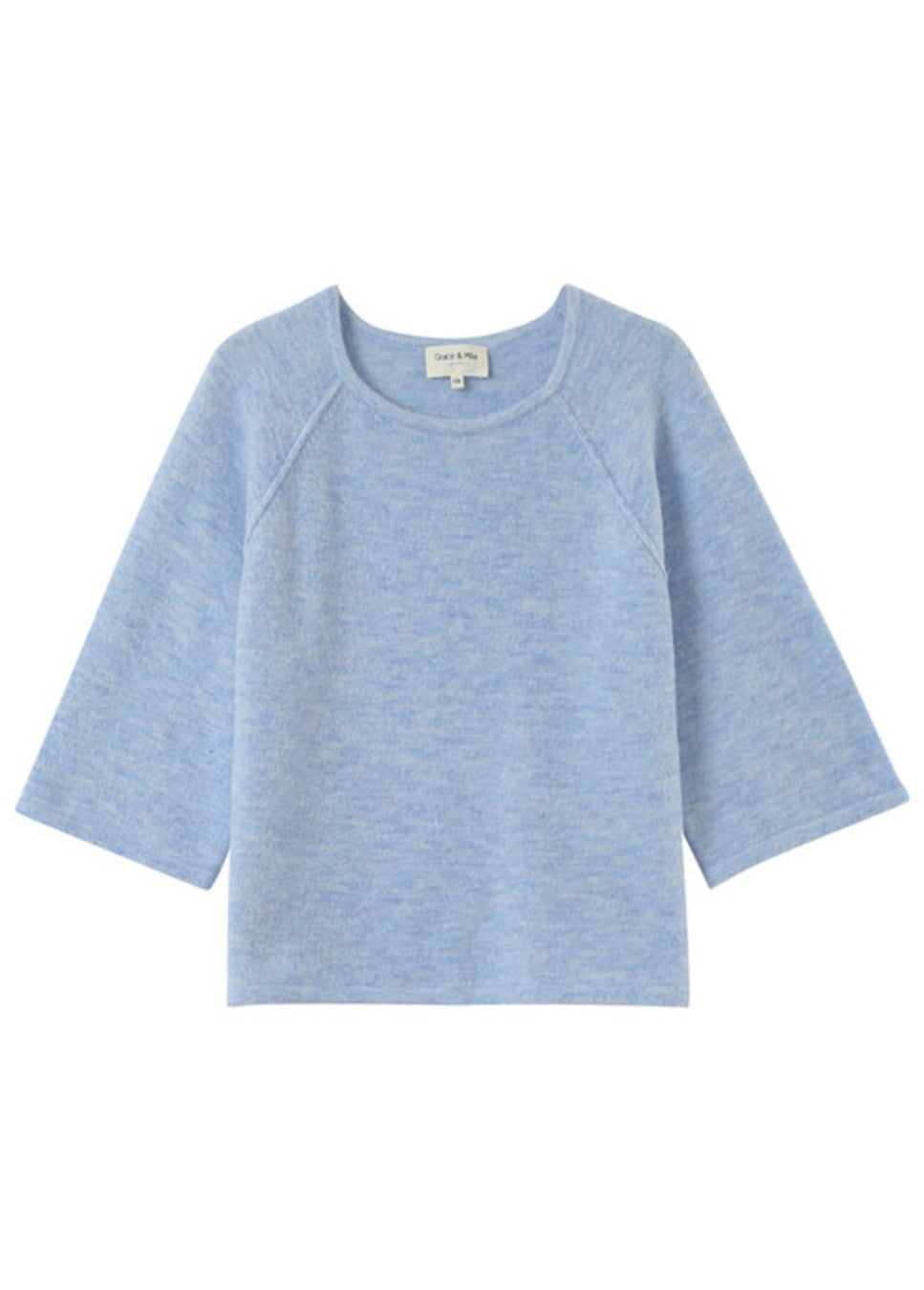 product foto van de grace & mila ciel paco trui blauw met driekwart mouw.