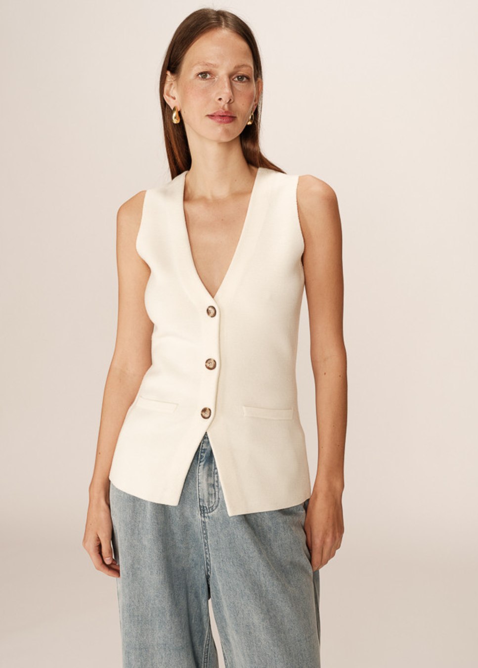 Grace en Mila panama gilet beige
