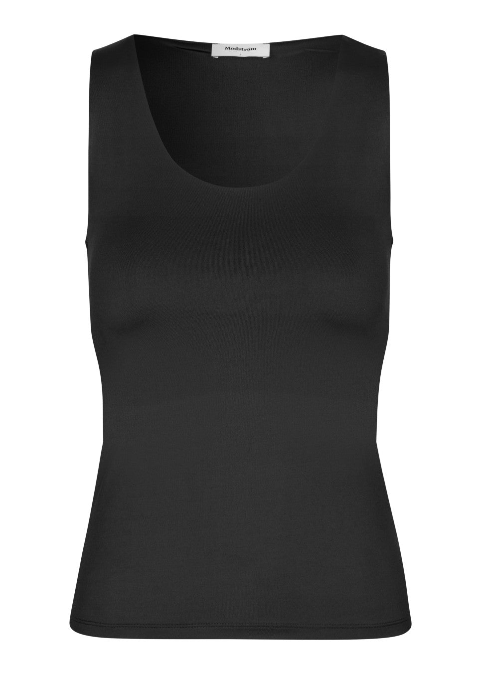 Zwarte top Hima I Zwarte aansluitende basic top Hima van het merk Modstrom. De top met stretch heeft brede bandjes en een diepe ronde hals gemaakt in gerecyclede kwaliteit. De zwarte top heeft een strak silhouet. Shop de nieuwe collectie dames tops, basic dames tops, Modstrom tops, zwarte basic hemdjes bij Boetiek Aniek.