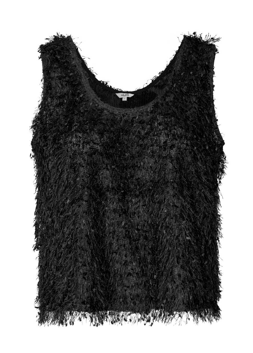 Zwarte mbym top dames fluffy meline productfoto voorkant
