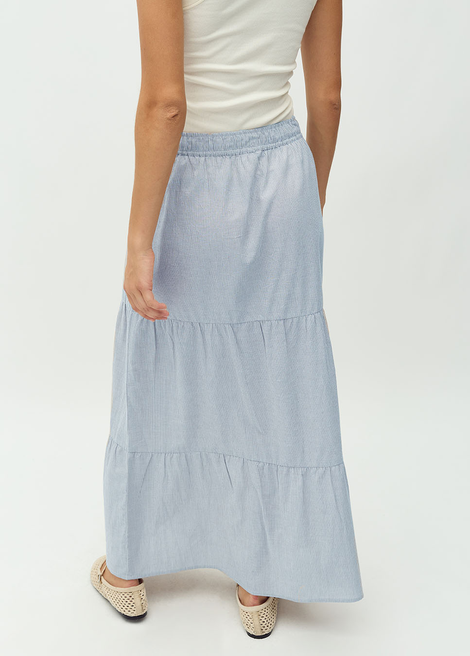 mbyM Otille-M rok maxi gestreept blauw achterkant model