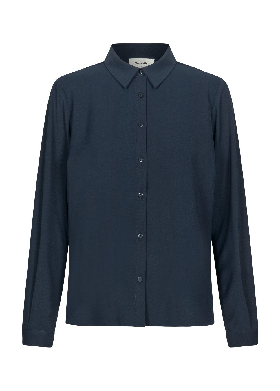 Donkerblauwe dames blouse Modstrom Ossa voorkant product foto
