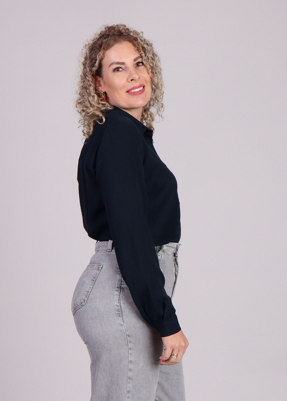 Ossa modstrom blouse dames blauw op zijkant model