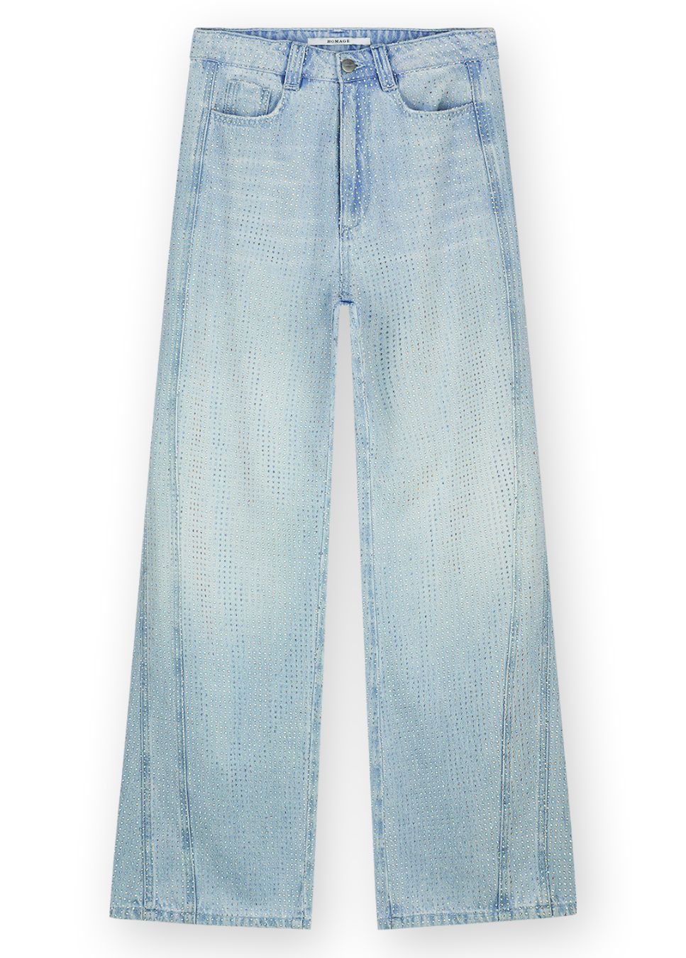 Homage straight jeans with curved seams and strass