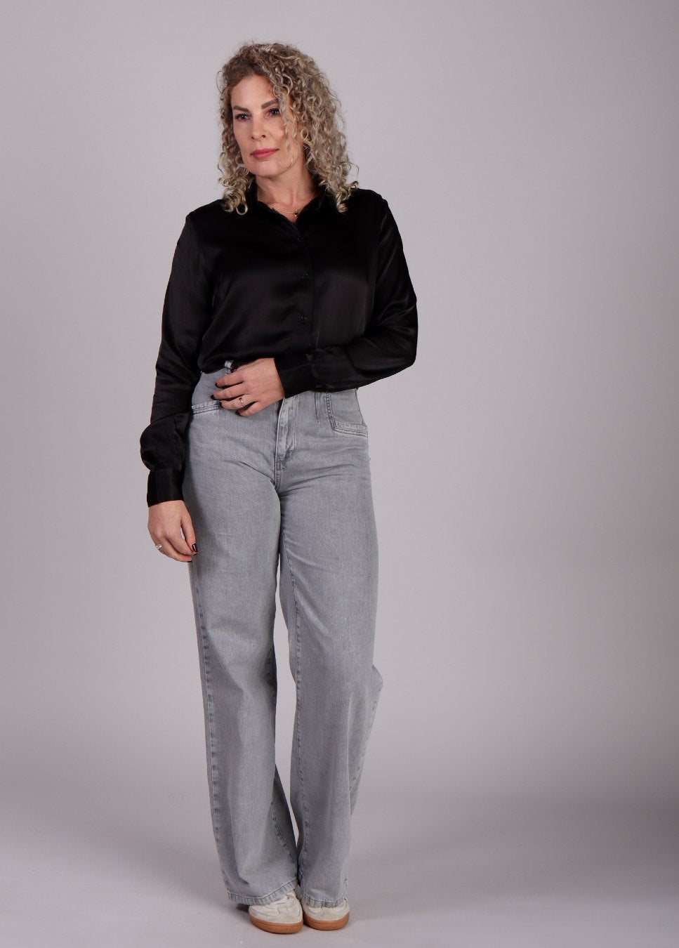 Modstrom Lucilla blouse glanzend Zwart