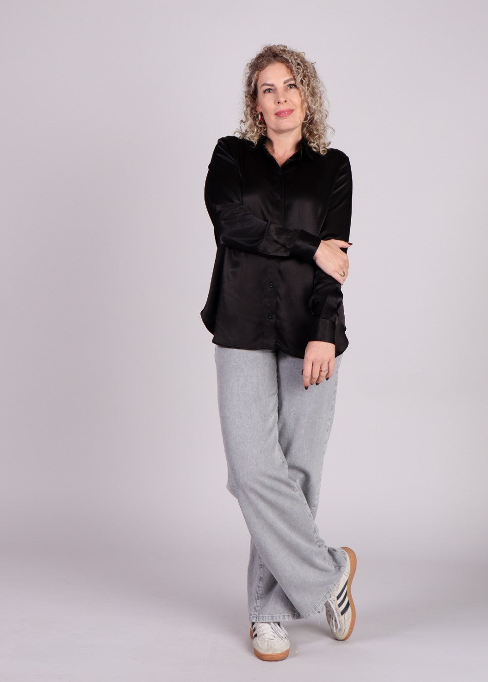 Modstrom Lucilla blouse glanzend Zwart