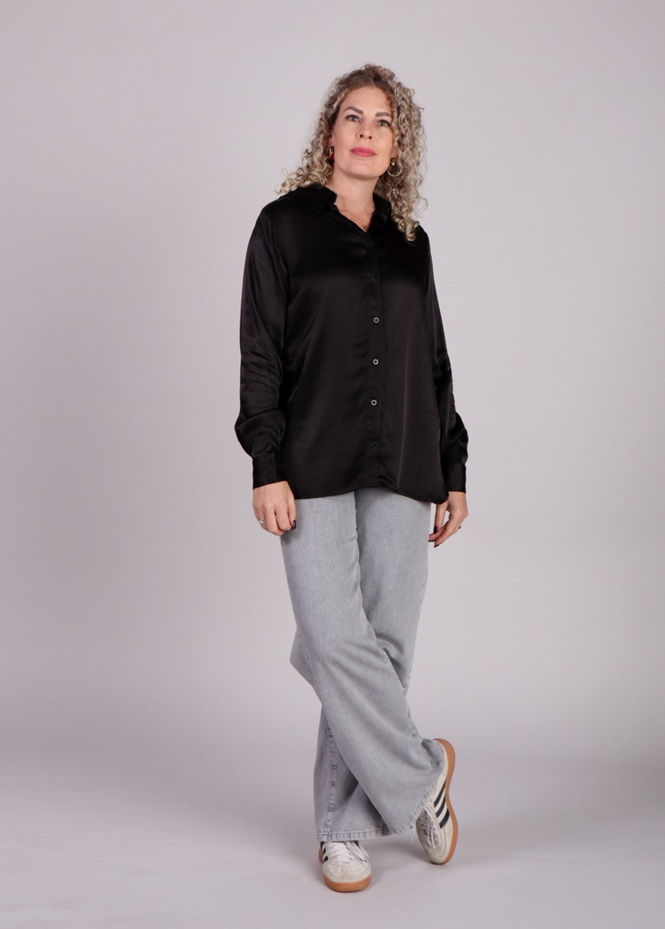 Modstrom Lucilla blouse glanzend Zwart