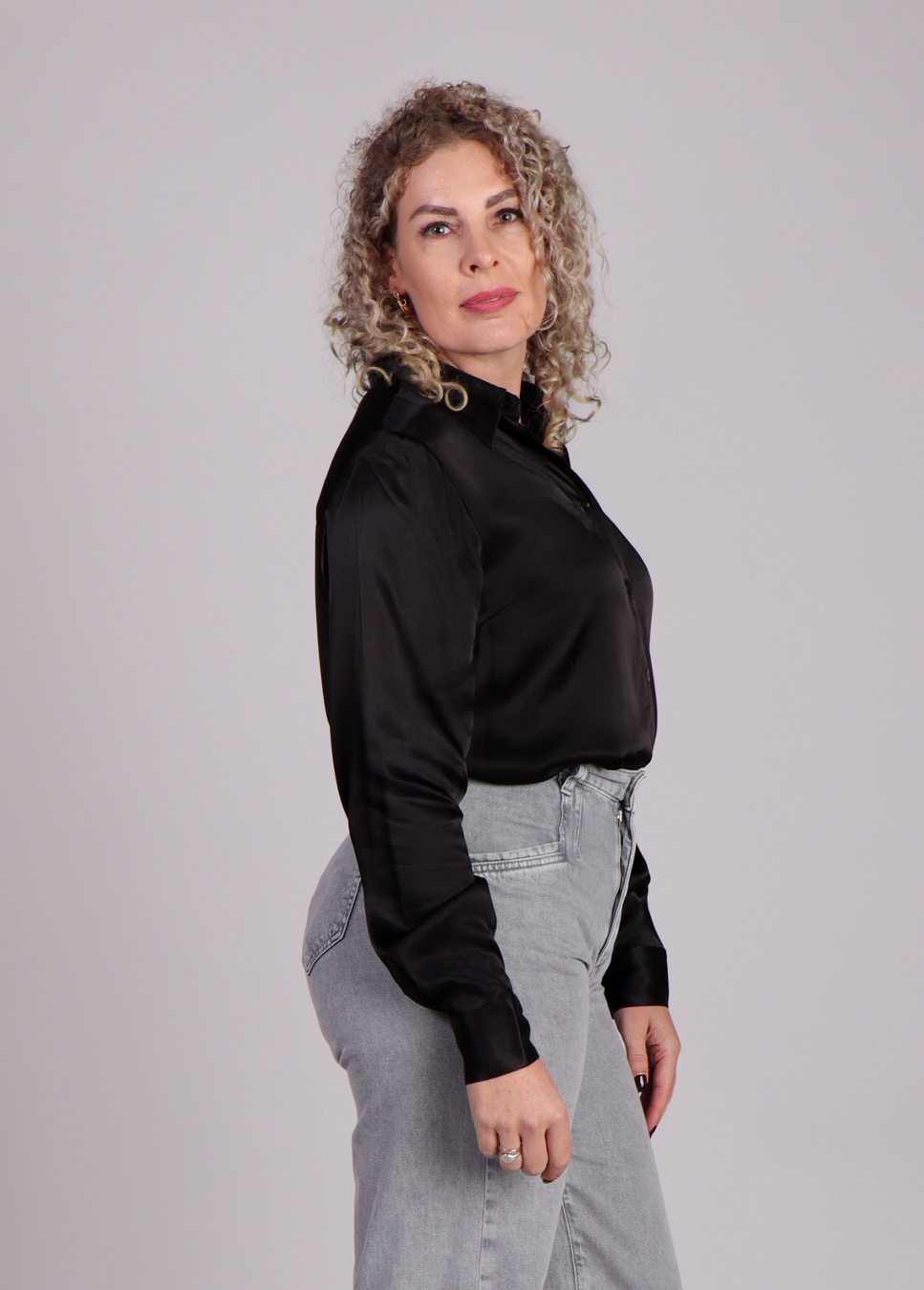 Modstrom Lucilla blouse glanzend Zwart